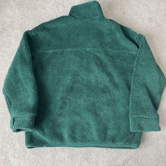 Revolve LPA Sherpa Jacket Womens Small Green Deep Pile Snap Casual Oversized - Picture 9 of 9